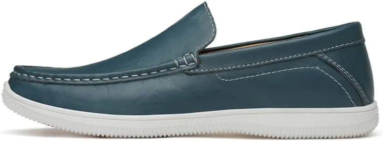 Mens Slip-On Loafers, Casual Leather Shoes, Loafer Flats,Concise Style, Blue, Black