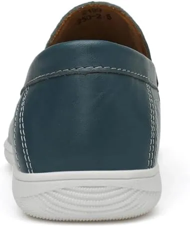 Mens Slip-On Loafers, Casual Leather Shoes, Loafer Flats,Concise Style, Blue, Black