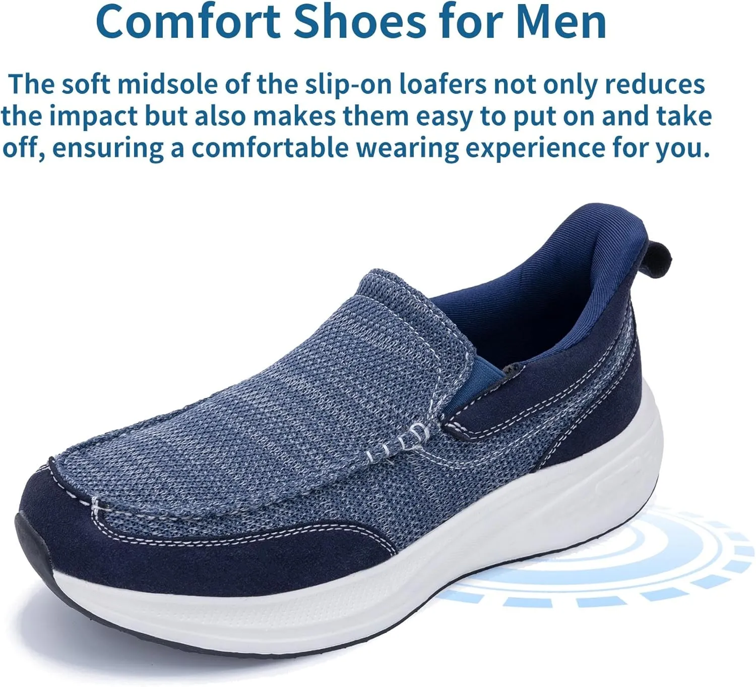 Mens Slip On Shoes Casual Comfortable Loafers Arch Support Sneakers Lightweight Platform Canvas Boat Walking Shoes