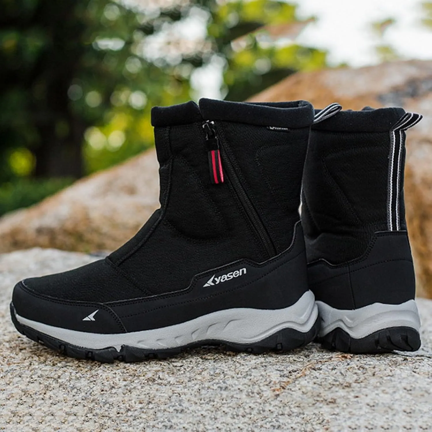 Mens Snow Boots Waterproof,Casual Lightweight Fur Lined Winter Sneakers for Men,Comfortable Anti-Slip Cold-Weather Warm Winter Work Boots