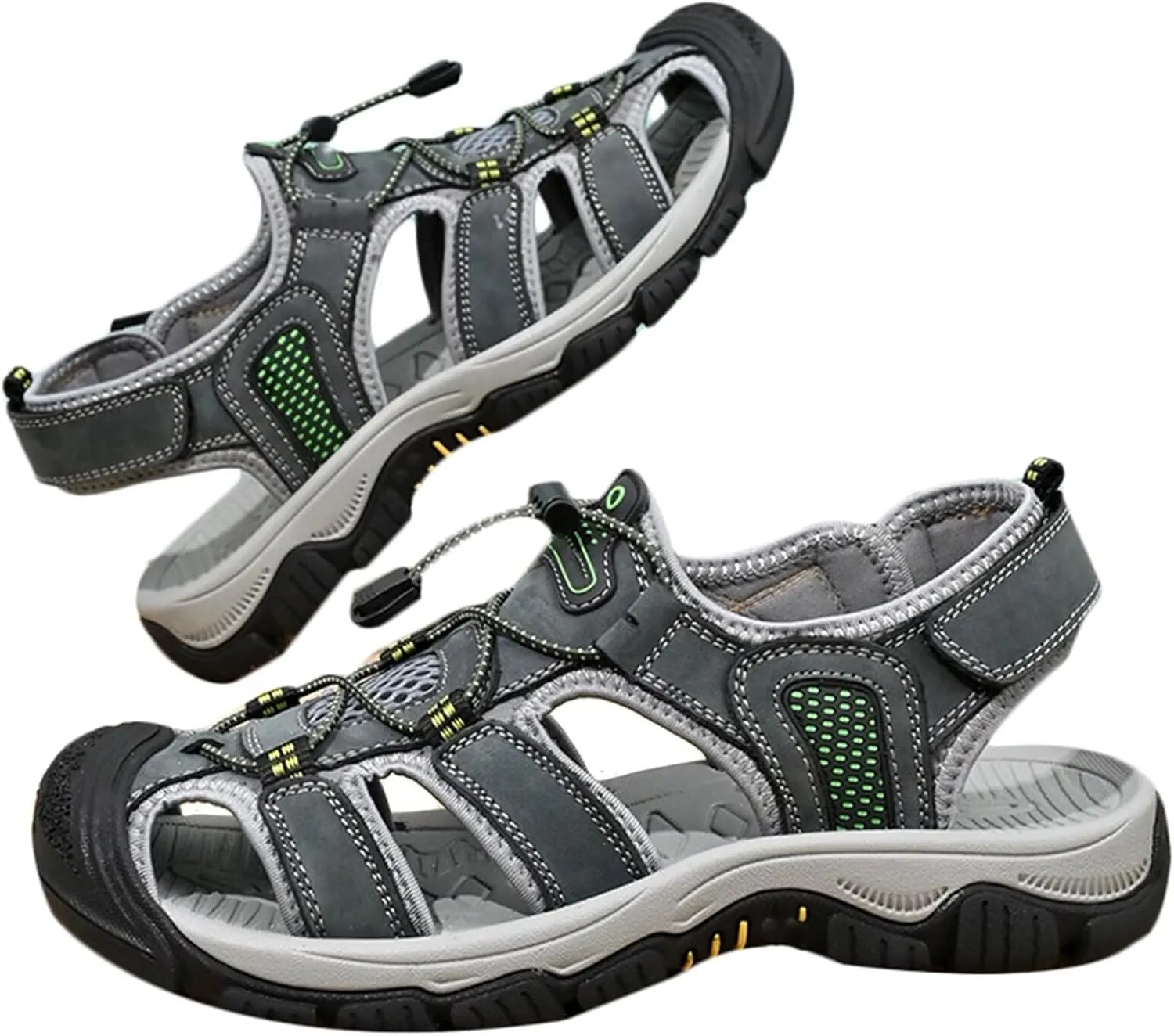 Men's Sports Outdoor Sandals Closed Toe Summer Beach Shoes Leather Casual Trekking Hiking Walking Sandals