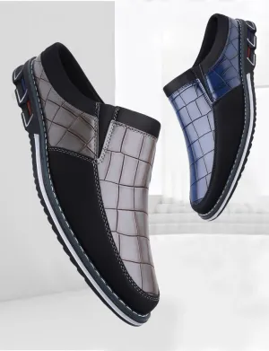 Men's Stylish Slip-On Loafers | Comfortable Casual Shoes | Durable Rubber Sole | Office & Casual Attire | All-Season Versatility | Stylish Two Tone Brown & Black Design