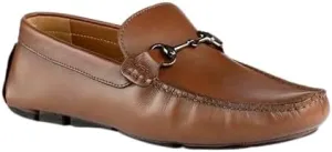 Men's Tan Leather Driving Loafers with Metal Bit, Slip-On Moccasin Style, Comfort Sole