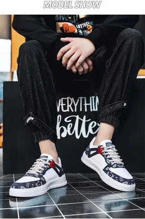 Men's Trendy Skate Shoes, Wear-Resistant Non Slip Lace-up Sneakers for Outdoor, Men's Street Style Footwear