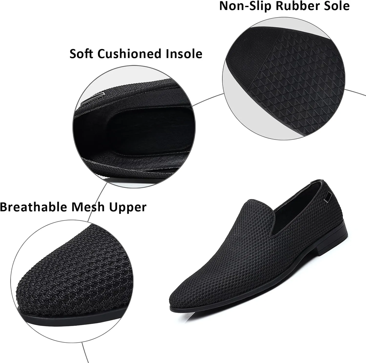 Men's Tuxedo Dress Loafers Slip-on Lightweight Business Wedding Dress Shoes Fashion Penny Smoking Shoes