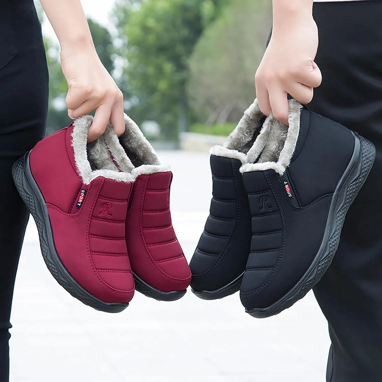 Men's Women's Snow Boots Winter Boots for Women Men Platform Fashion Sneakers Anti-Slip Waterproof Outdoor Shoes Warm Fur Lined Ankle Booties Comfortable Shoes for Women Cozy Insulated Short Boots