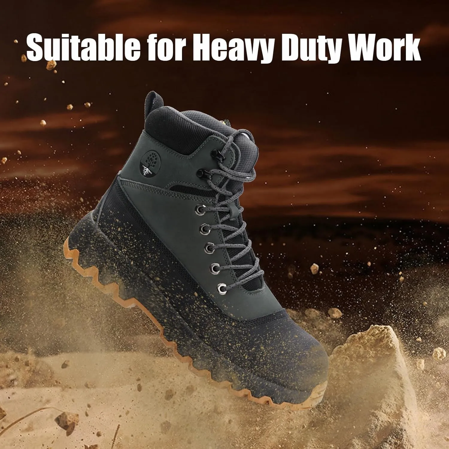 Mens work boots Composite Toe Boots for Men Genuine Leather Rubber Sole No Slip Waterproof Shoes Industrial & Construction Safety boots