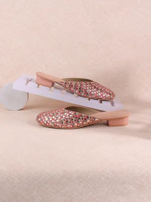 Metro Embellished Round Toe Block Mules