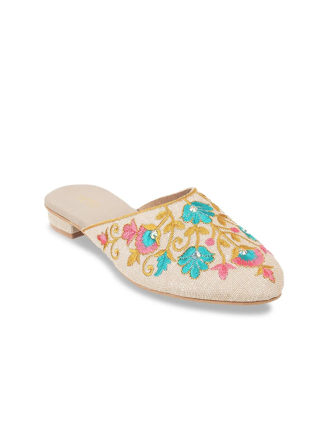 Metro Floral Embellished Embroidered Mules