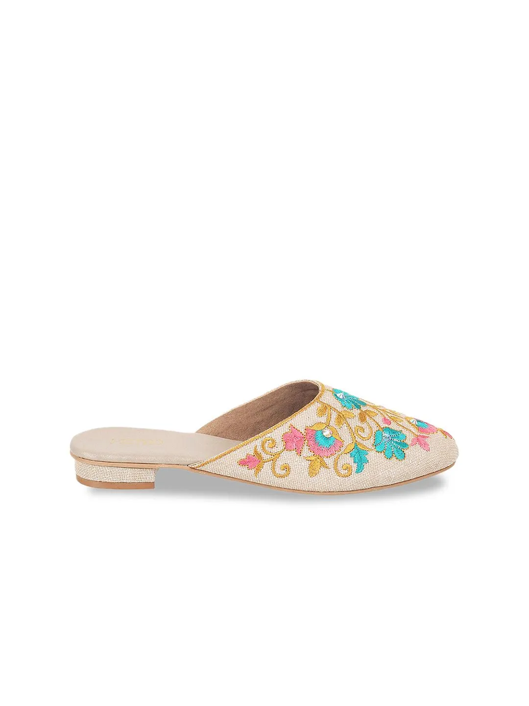 Metro Floral Embellished Embroidered Mules
