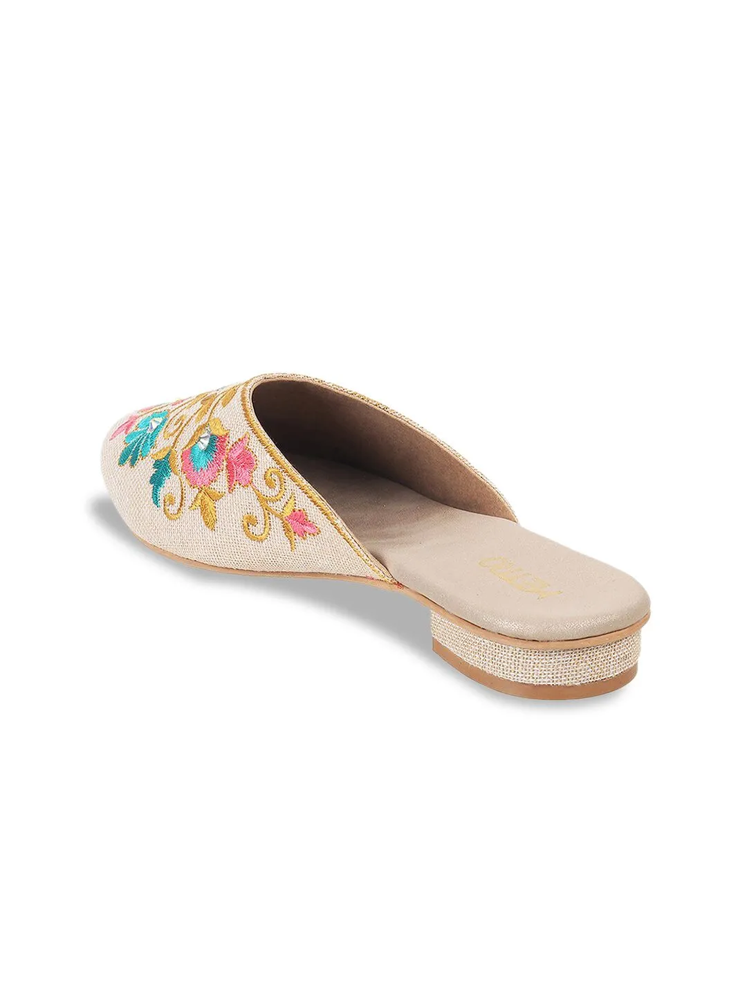 Metro Floral Embellished Embroidered Mules
