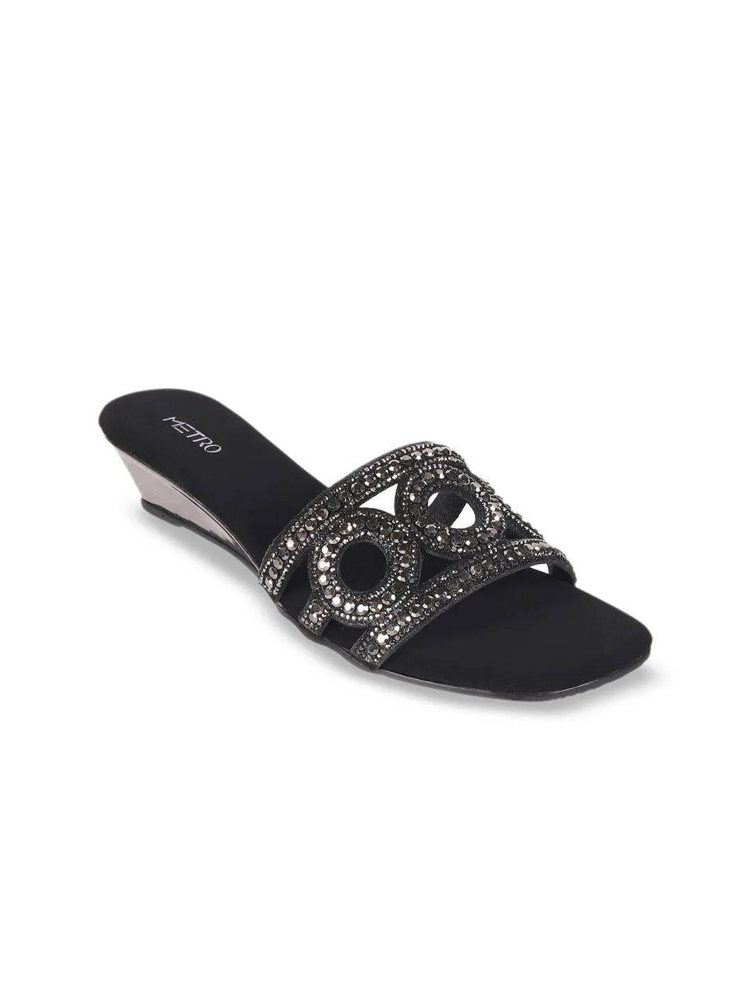 Metro Women Embellished Wedge Mules