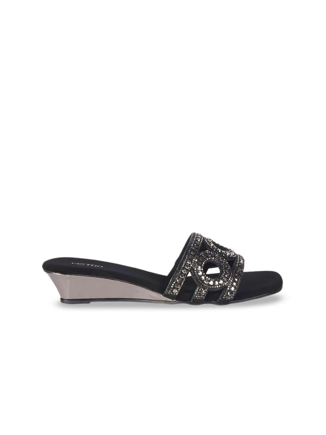 Metro Women Embellished Wedge Mules