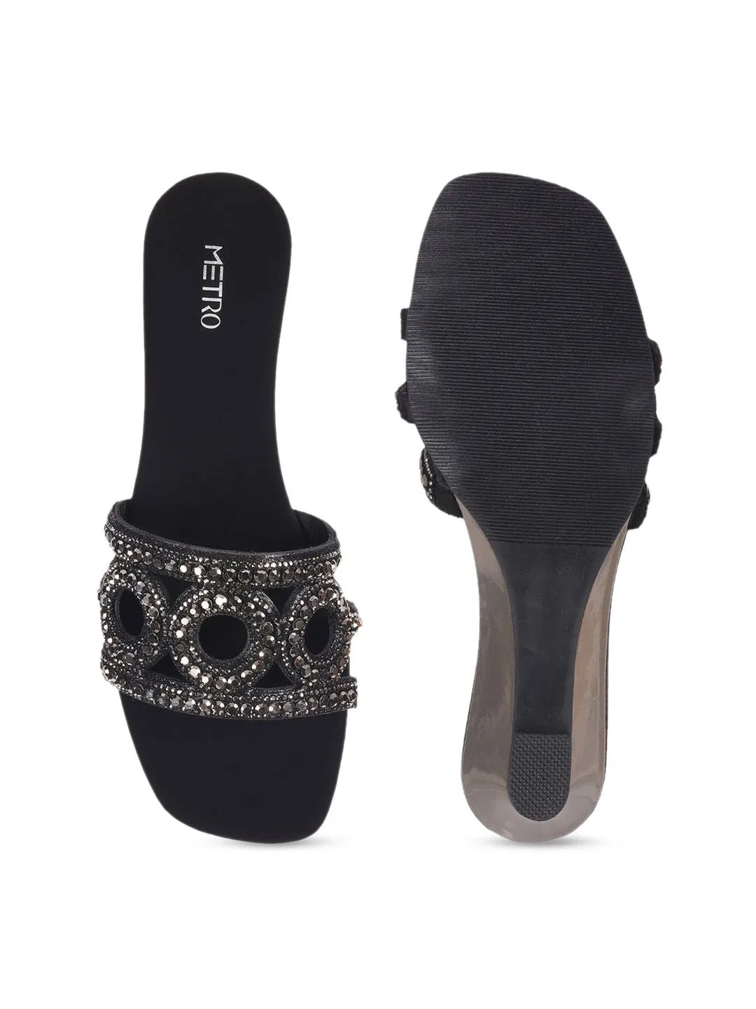 Metro Women Embellished Wedge Mules