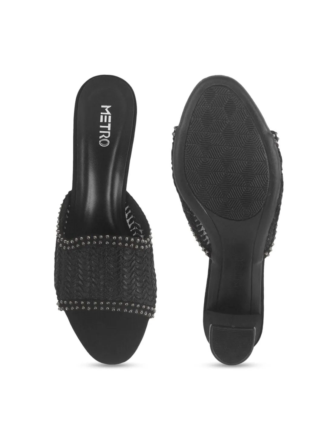 Metro Women Peep Toe Embellished Flatform Heel Sandals