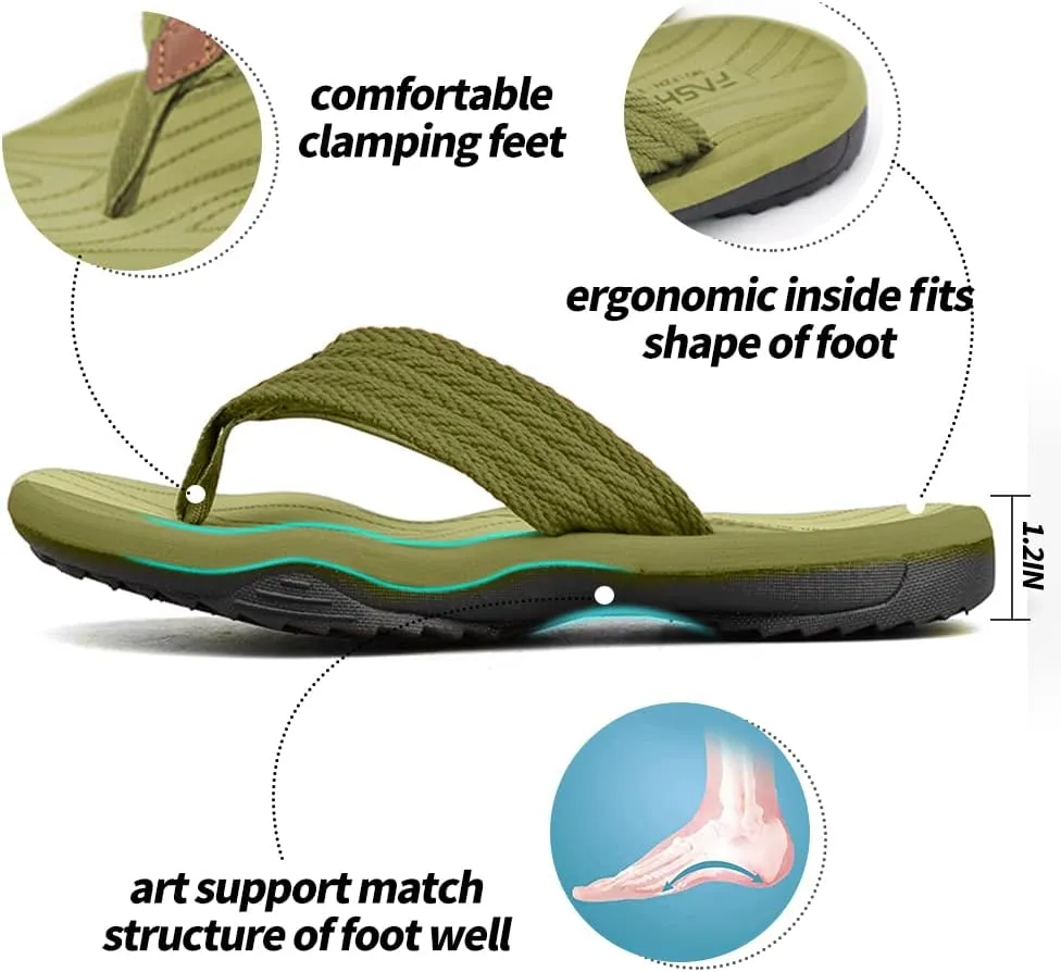 MGGMOKAY Men's Flip Flops Sandal Comfortable Thong Sandals Arch Support Casual T-Strap Sandals for Men Summer Beach Slides Shoes