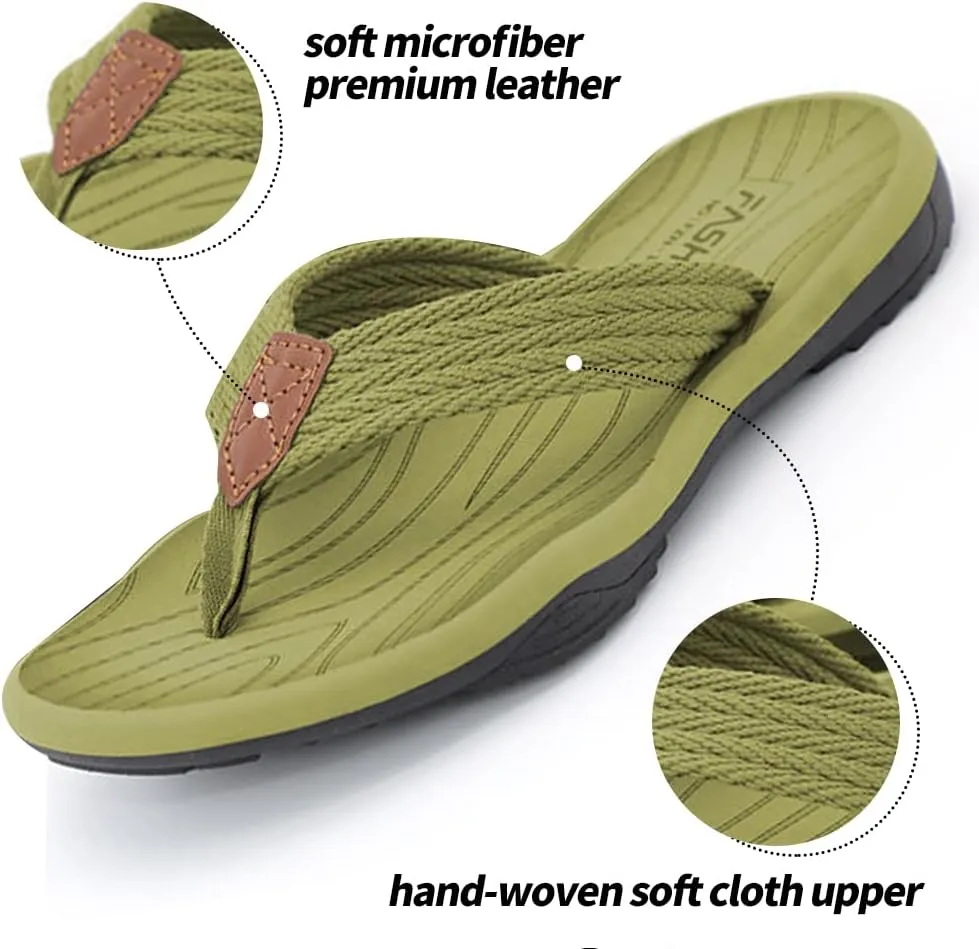 MGGMOKAY Men's Flip Flops Sandal Comfortable Thong Sandals Arch Support Casual T-Strap Sandals for Men Summer Beach Slides Shoes