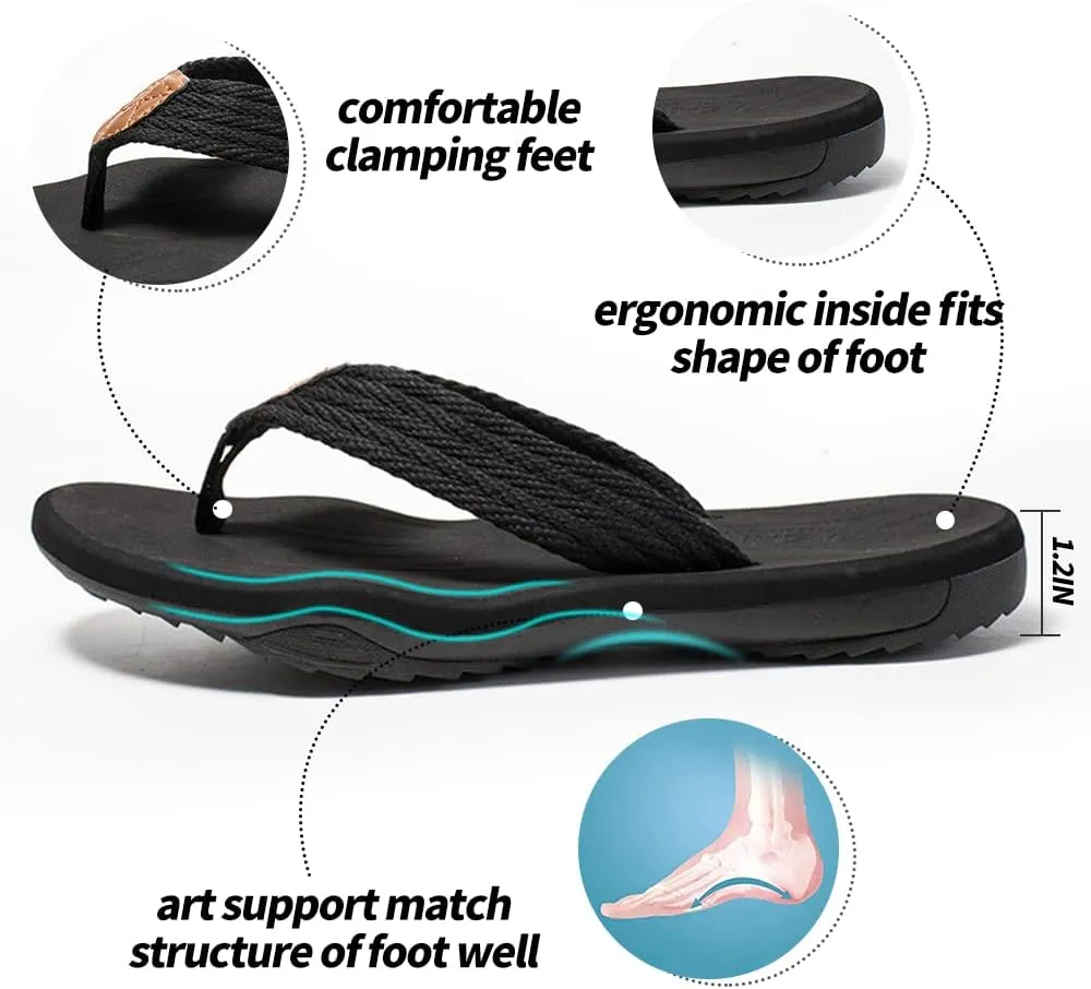 MGGMOKAY Men's Flip Flops Sandal Comfortable Thong Sandals Arch Support Casual T-Strap Sandals for Men Summer Beach Slides Shoes