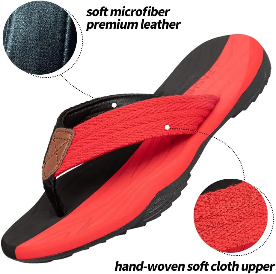 MGGMOKAY Men's Flip Flops Sandal Comfortable Thong Sandals Arch Support Casual T-Strap Sandals for Men Summer Beach Slides Shoes