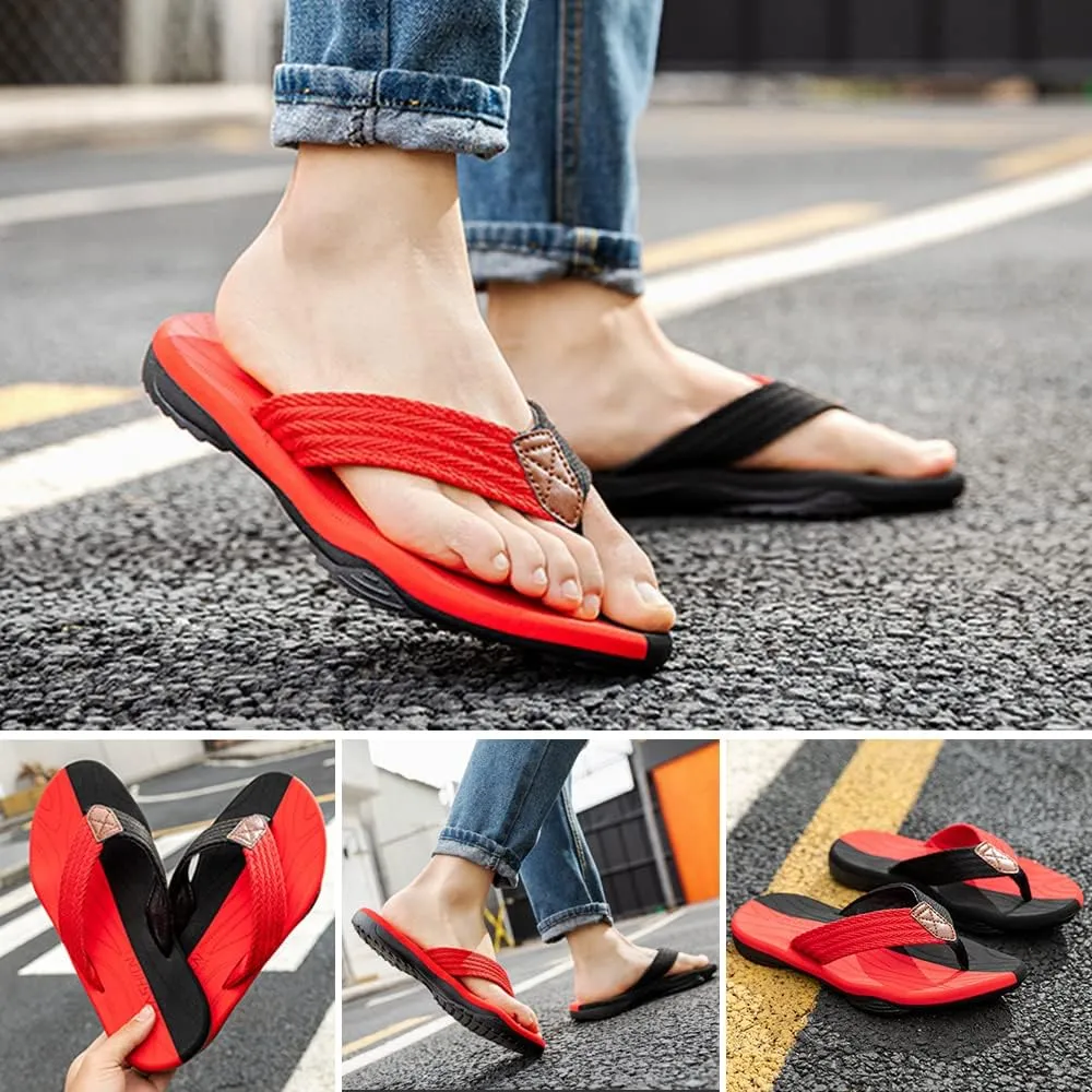 MGGMOKAY Men's Flip Flops Sandal Comfortable Thong Sandals Arch Support Casual T-Strap Sandals for Men Summer Beach Slides Shoes