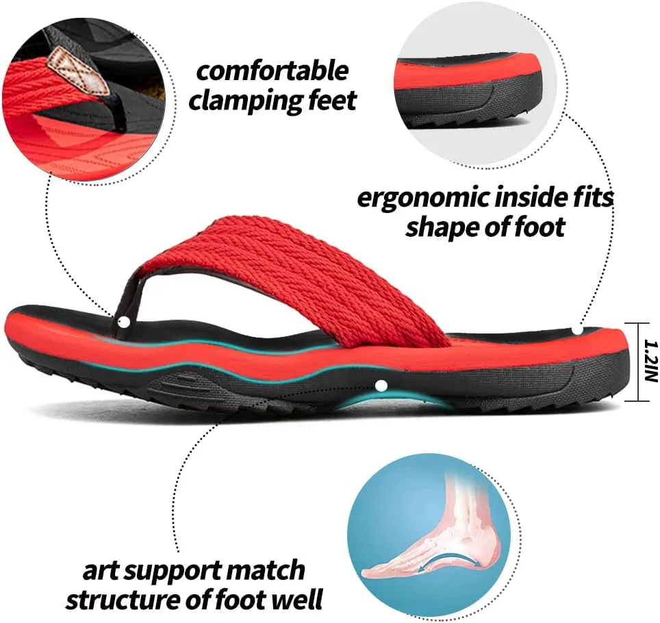 MGGMOKAY Men's Flip Flops Sandal Comfortable Thong Sandals Arch Support Casual T-Strap Sandals for Men Summer Beach Slides Shoes