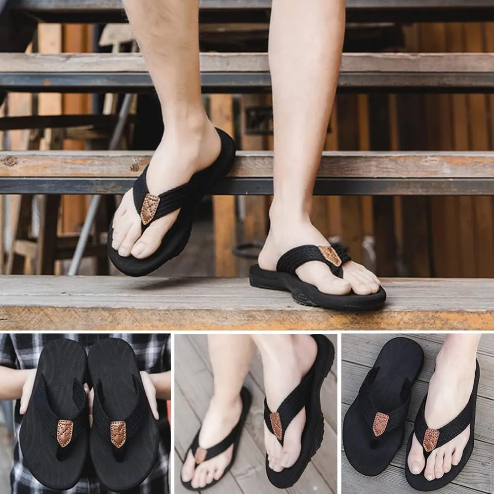 MGGMOKAY Men's Flip Flops Sandal Comfortable Thong Sandals Arch Support Casual T-Strap Sandals for Men Summer Beach Slides Shoes