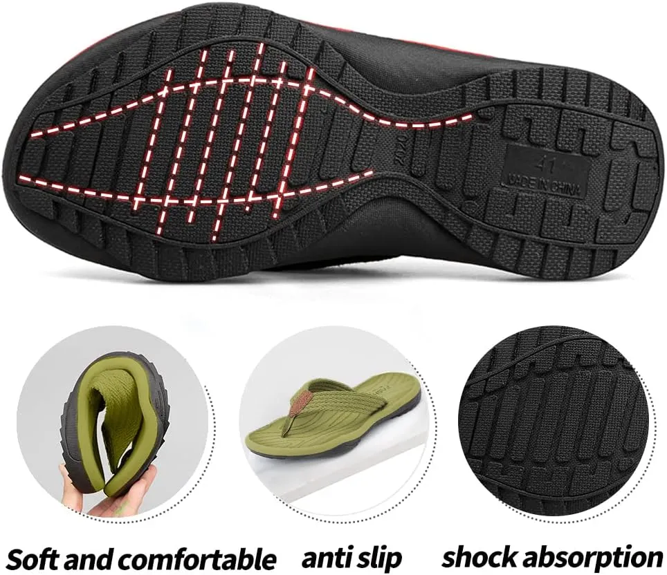 MGGMOKAY Men's Flip Flops Sandal Comfortable Thong Sandals Arch Support Casual T-Strap Sandals for Men Summer Beach Slides Shoes