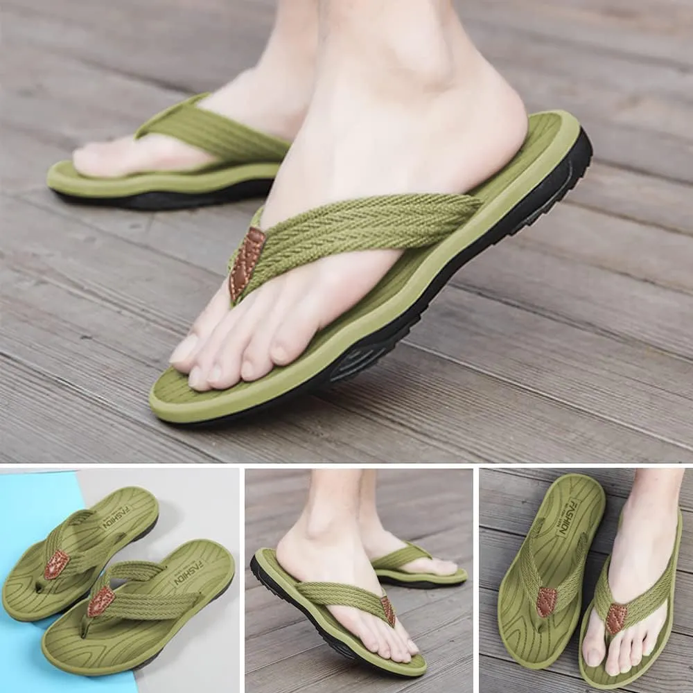 MGGMOKAY Men's Flip Flops Sandal Comfortable Thong Sandals Arch Support Casual T-Strap Sandals for Men Summer Beach Slides Shoes