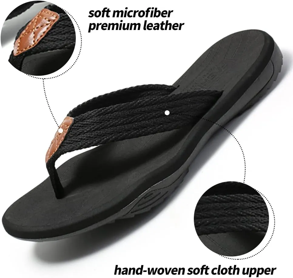 MGGMOKAY Men's Flip Flops Sandal Comfortable Thong Sandals Arch Support Casual T-Strap Sandals for Men Summer Beach Slides Shoes