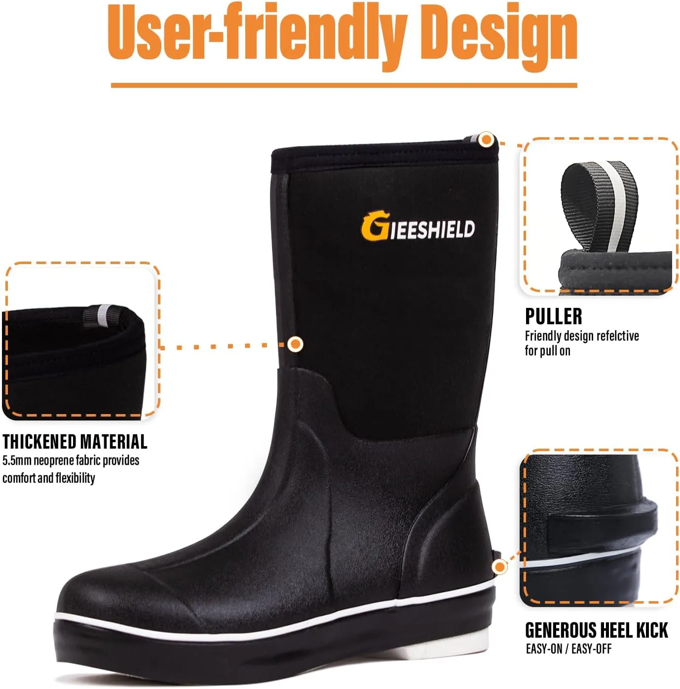 Mid-Calf Waterproof Insulated Rubber Boots with Steel Shank, 6mm Neoprene Rubber Boots for Men and Women, Ideal for Hunting, Farming, Gardening, and Fishing