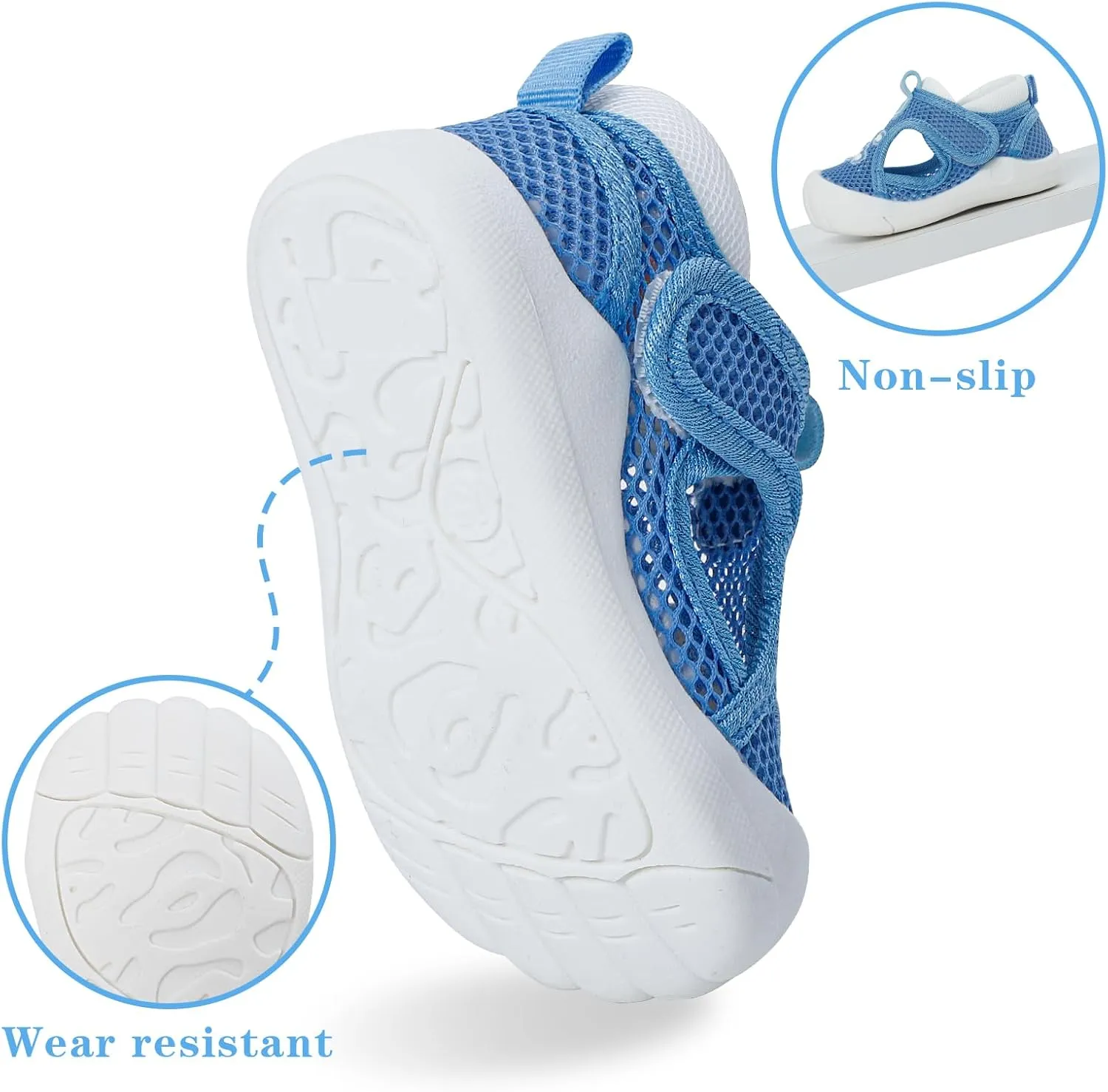MK MATT KEELY Toddler Sandals Summer Kids Water Sandals Closed Toe Adjustable Water Shoes Outdoor Lightweight Beach Shower Shoes for Boys Girls