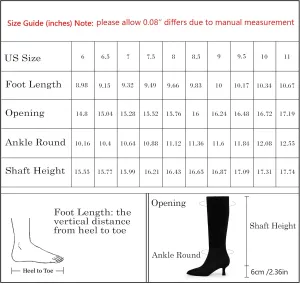 Modatope Knee High Boots Kitten Low Heel Faux Leather Pointed Toe Side Zipper Fall Long Tall Boots for Women