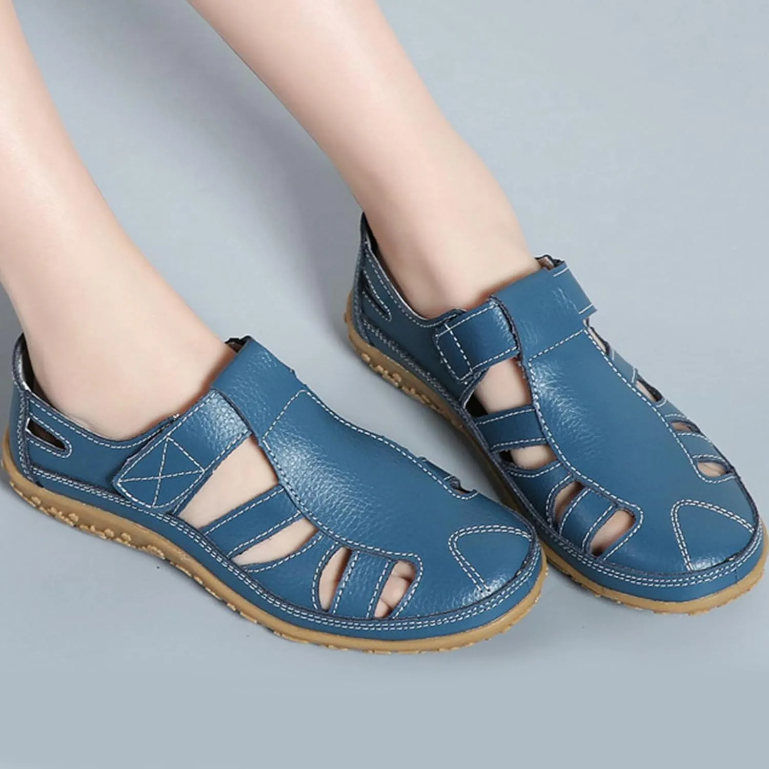 Mules for Women Wedge Sandals Comfortable Dressy Summer Closed Toe Casual Slip On Shoes with Adjustable Hook Loop Alicegana Comfort on Walking Orthopedic Low Heel Sandal Mule Slippers Clogs
