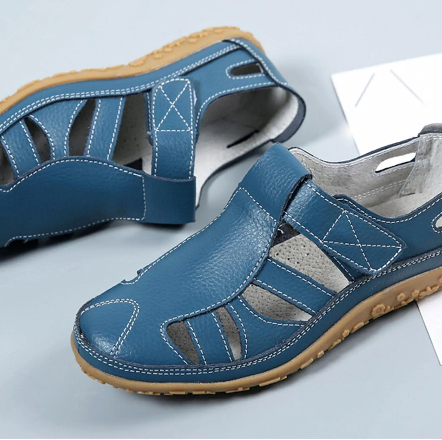 Mules for Women Wedge Sandals Comfortable Dressy Summer Closed Toe Casual Slip On Shoes with Adjustable Hook Loop Alicegana Comfort on Walking Orthopedic Low Heel Sandal Mule Slippers Clogs