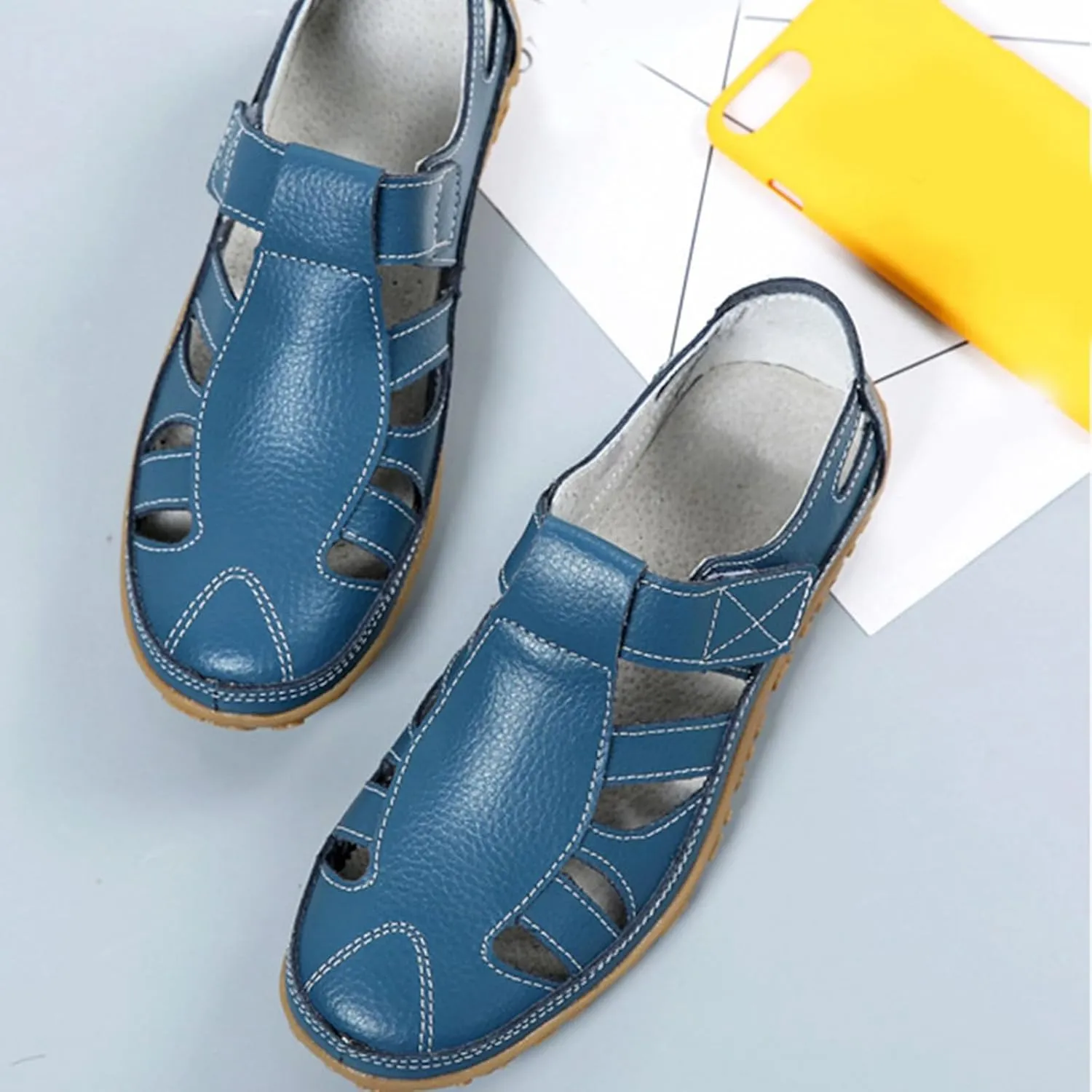 Mules for Women Wedge Sandals Comfortable Dressy Summer Closed Toe Casual Slip On Shoes with Adjustable Hook Loop Alicegana Comfort on Walking Orthopedic Low Heel Sandal Mule Slippers Clogs