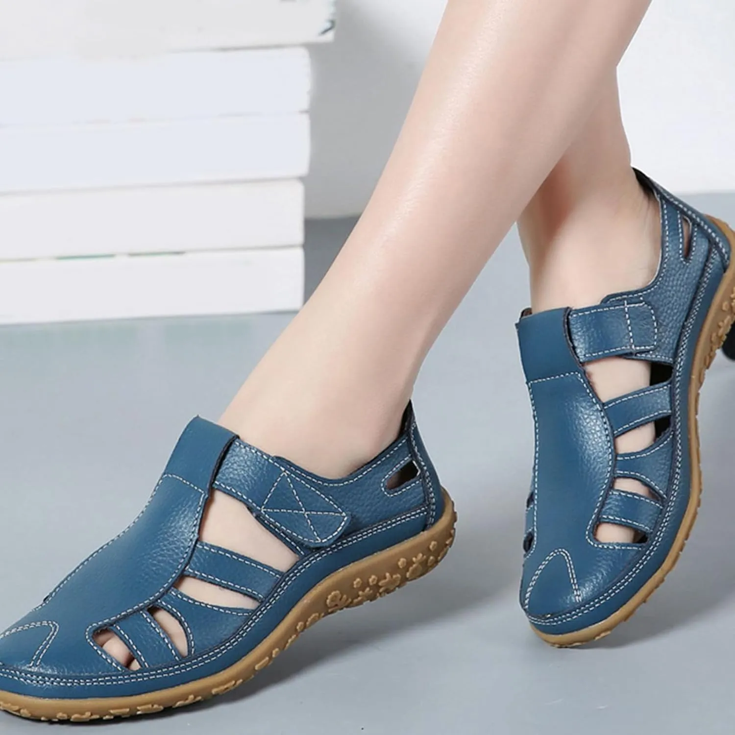 Mules for Women Wedge Sandals Comfortable Dressy Summer Closed Toe Casual Slip On Shoes with Adjustable Hook Loop Alicegana Comfort on Walking Orthopedic Low Heel Sandal Mule Slippers Clogs