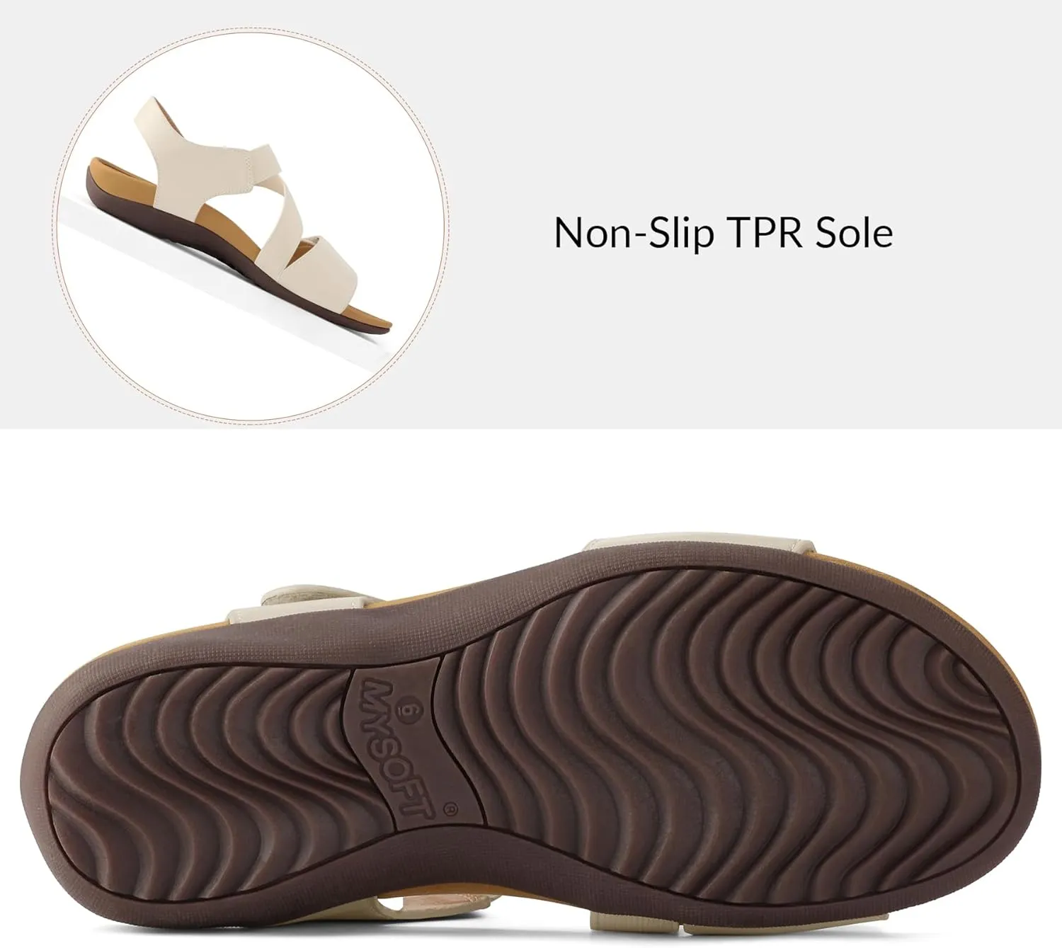 mysoft Women's Arch Support Sandals Orthotic Comfortable Walking Sandals Lightweight Adjustable Summer Outdoor Shoes
