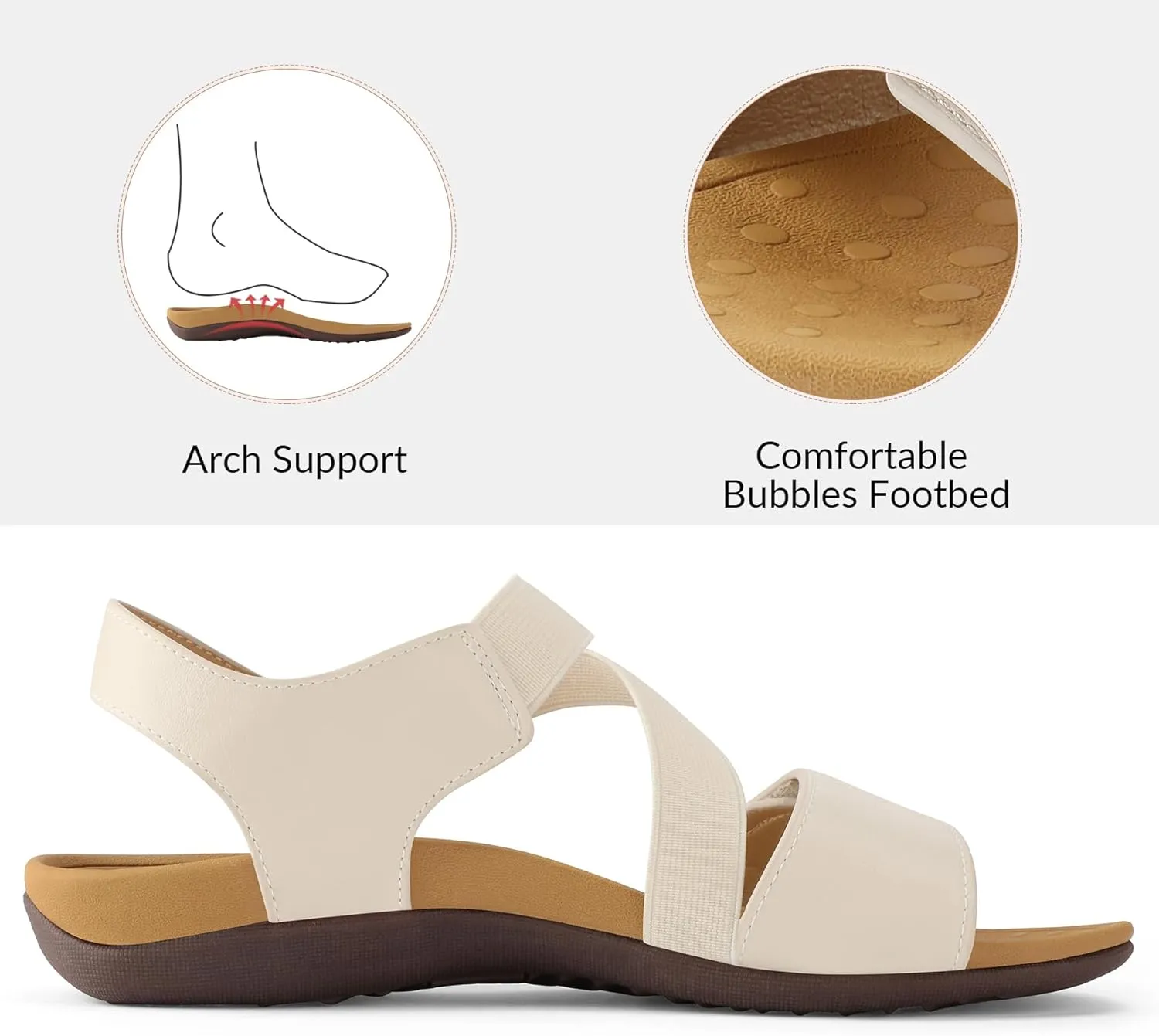 mysoft Women's Arch Support Sandals Orthotic Comfortable Walking Sandals Lightweight Adjustable Summer Outdoor Shoes