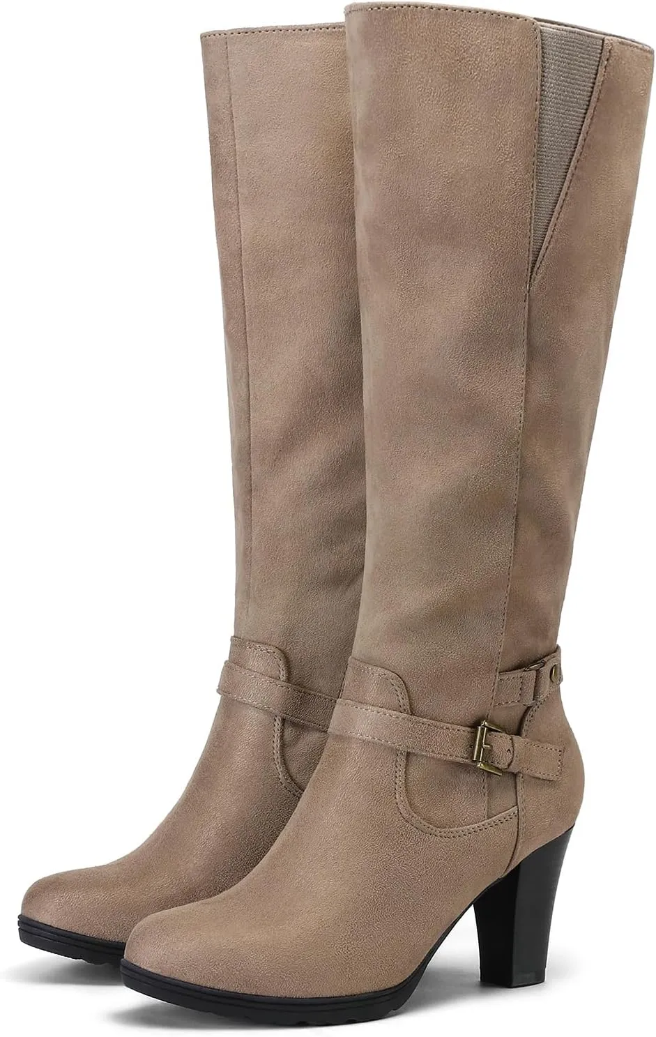 mysoft Women's Knee High Boots Chunky Heel Boots with Zipper