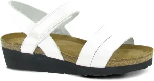 NAOT Kayla Women's Sandals – 3-Strap Support with Backstrap, Cork-Latex Footbed, Arch Support – Comfortable for All-Day Walking White Leather 9-9.5 N-M US