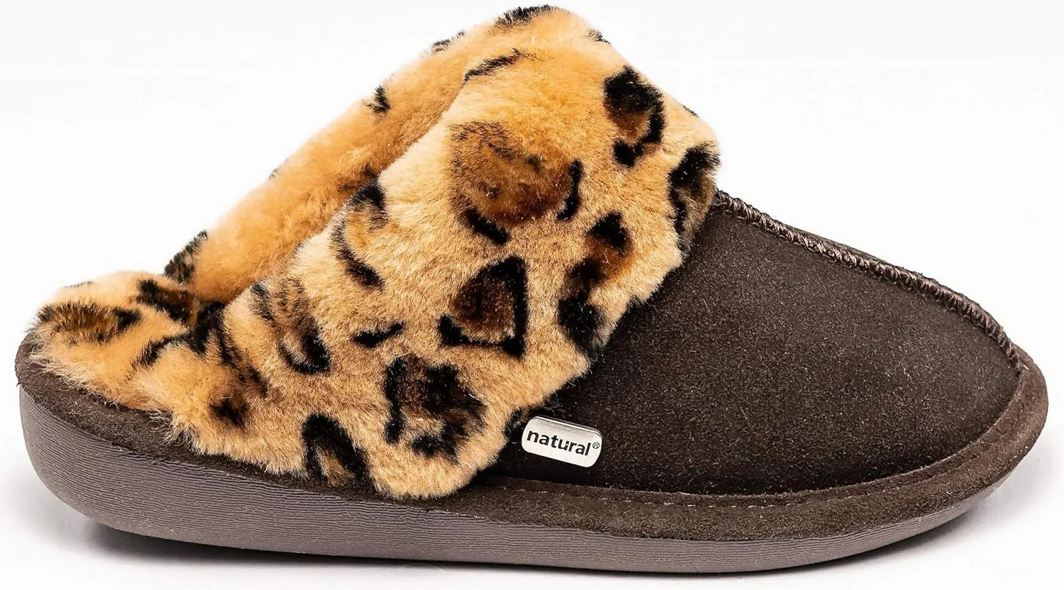 Natural Women's Marilyn Slippers Indoor Outdoor Fluffy Mules Warm Comfortable Slip-On House Shoes | 100% Real Suede Upper, Plush Sheepskin Lining, Cushioned EVA Sole