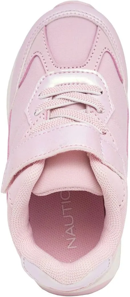 Nautica Kids Girls Athletic Sneakers - Comfortable Running Shoes with Adjustable Hook-and-Loop Strap, Toddler/Little Kid Sizes