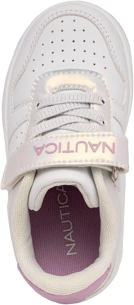 Nautica Kids Girls Sneakers with Adjustable Strap and Bungee Straps | Comfortable Casual Shoes (Toddler/Little Kid)