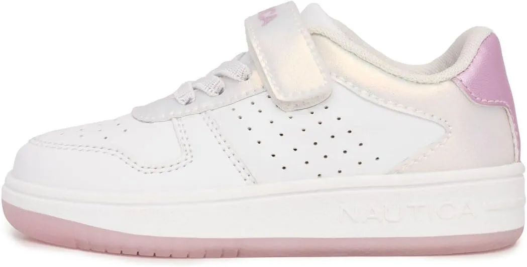 Nautica Kids Girls Sneakers with Adjustable Strap and Bungee Straps | Comfortable Casual Shoes (Toddler/Little Kid)