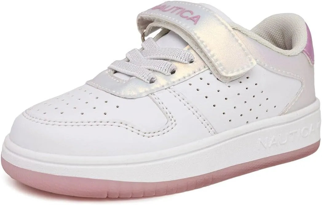Nautica Kids Girls Sneakers with Adjustable Strap and Bungee Straps | Comfortable Casual Shoes (Toddler/Little Kid)