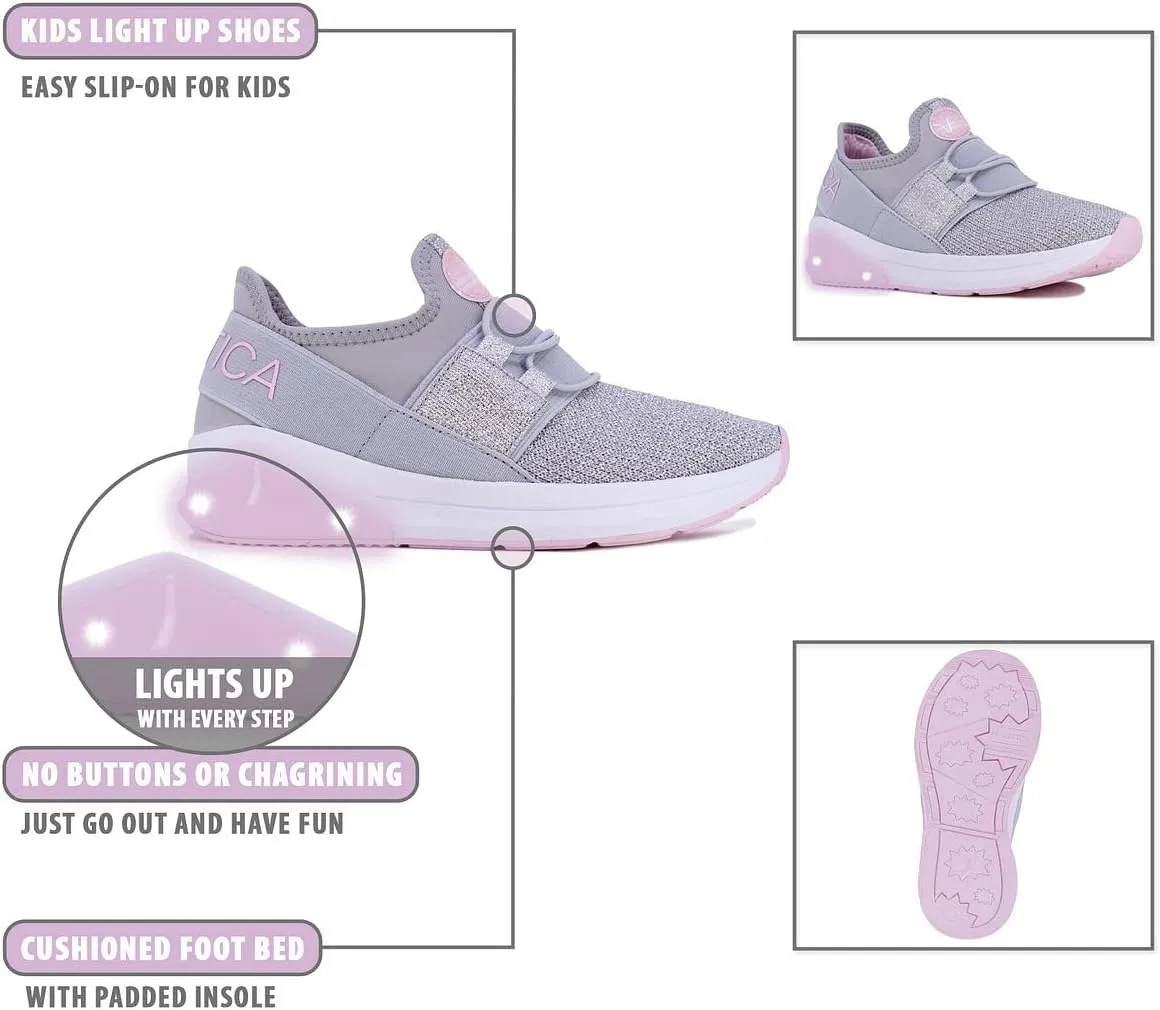 Nautica Kids Light Up Flashing Sneaker Athletic Running Shoes Lace-Up/Bungee/Slip-on |Boy - Girl|(Little Kid/Big Kid) Kappil Parks Neave Lights