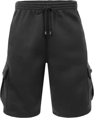 NE PEOPLE Mens Active Comfy Workout Gym Elastic Drawstring Fleece Cargo Sweat Shorts (M-7XL)