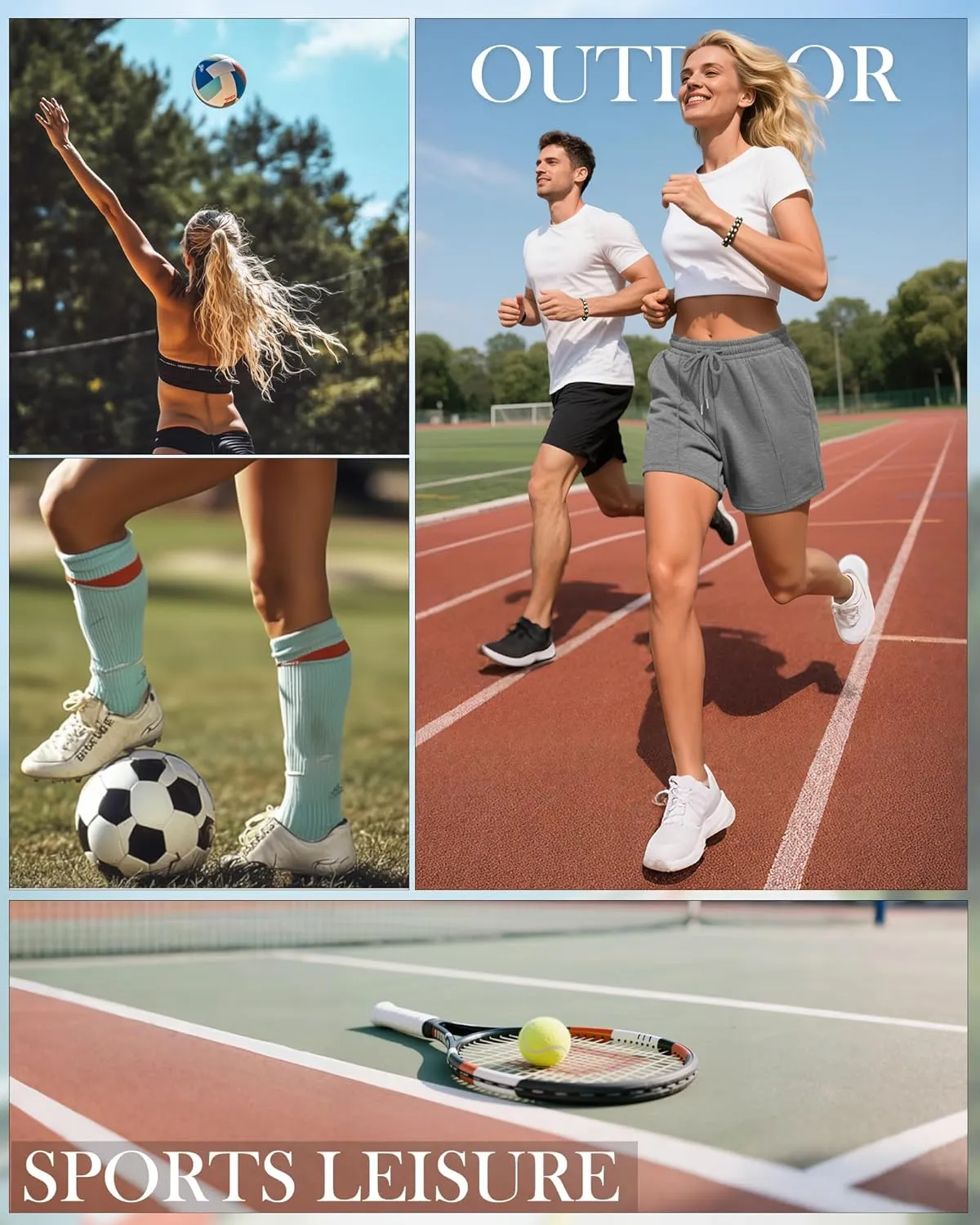 Neer 3 Pack Women's Sweat Shorts, Casual Drawstring Athletic Shorts Summer Lounge Loose Solid Active Short Pants with Pockets