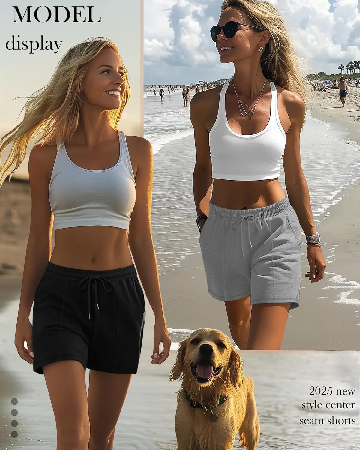 Neer 3 Pack Women's Sweat Shorts, Casual Drawstring Athletic Shorts Summer Lounge Loose Solid Active Short Pants with Pockets