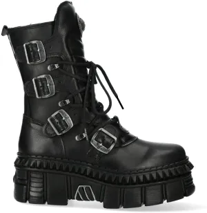 New Rock WALL373-S6 Mens Black Leather Platform Goth Punk Boots